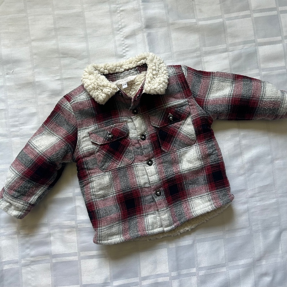 George Baby plaid Sherpa Lined Button Closure Shacket Jacket